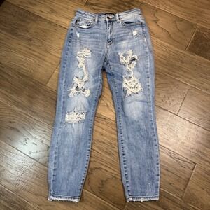 Judy Blue Los Angeles Womens Boyfriend Fit Distressed‎ Jeans Size 1/25